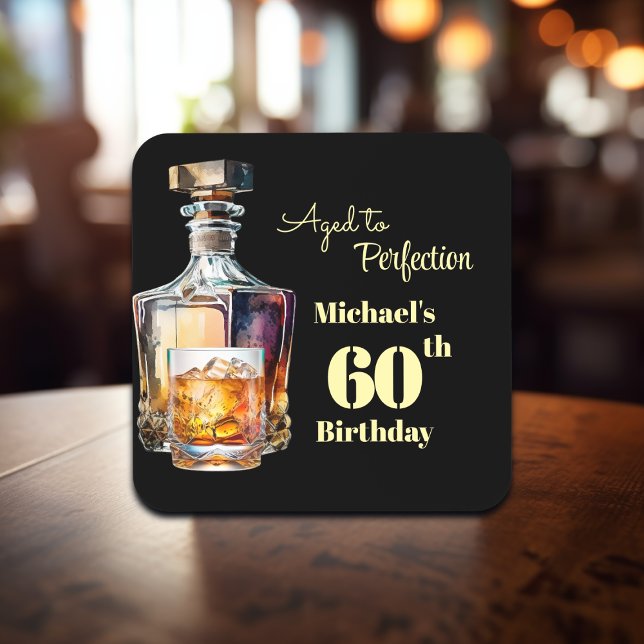 Posavasos Aged to Perfection Men's 60th Whiskey Birthday  (Subido por el creador)