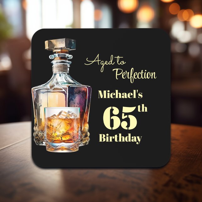 Posavasos Aged to Perfection Men's 65th Whiskey Birthday  (Subido por el creador)