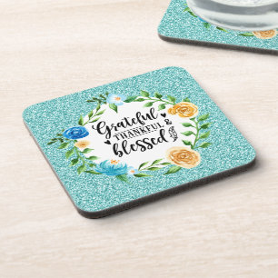 Posavasos Agradecido Agradecimiento De La Hermosa Floral Wre