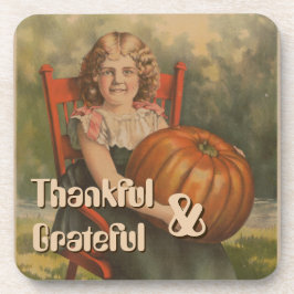 Posavasos Agradecido y agradecido | Chica de cosecha con cal