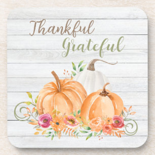 Posavasos Agradecimiento Acuarela de calabaza otoñal