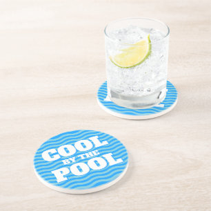 Posavasos Agua de mar de océano azul líneas onduladas finas 