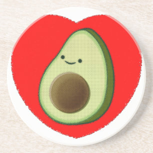 Posavasos Aguacate lindo en el corazón rojo