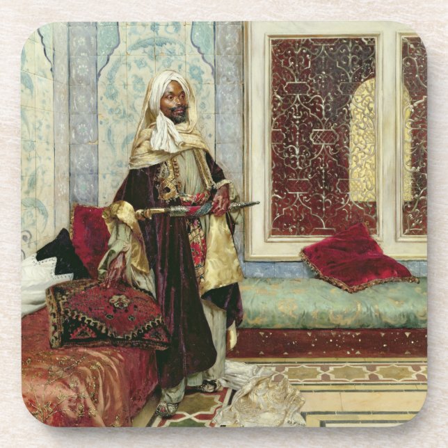 Posavasos Aguardando a una audiencia (aceite en el panel) (Frente)