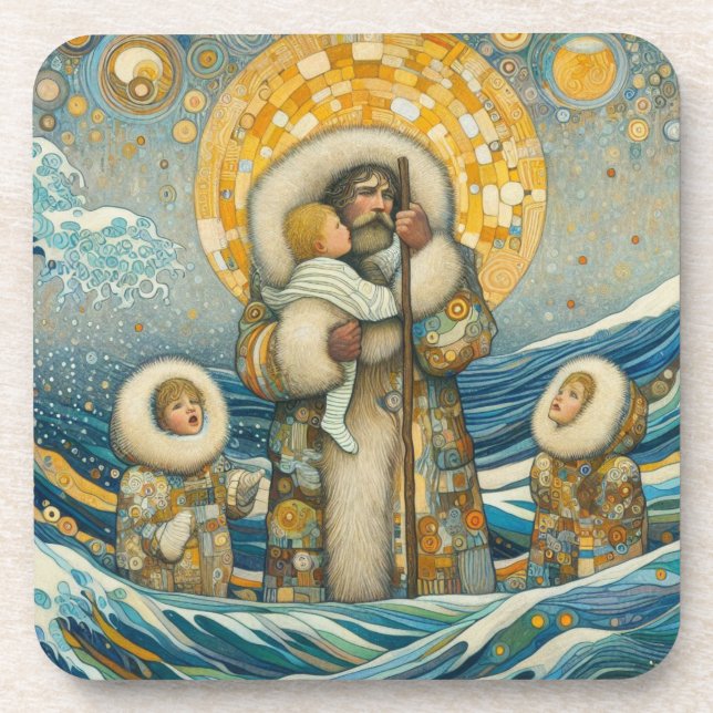 Posavasos "Aguas frías, guía sólida" Montaña rusa de plástic (Frente)