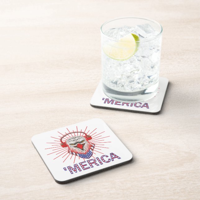 Posavasos Águila Americana Con Auriculares (Lado Derecho)