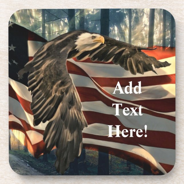 Posavasos Águila calva Bandera Americana País Bebida (Frente)