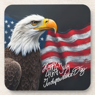 Posavasos Águila calva con bandera americana arte del 4 de j