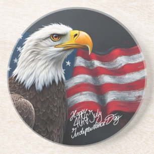 Posavasos Águila calva con bandera americana arte del 4 de j