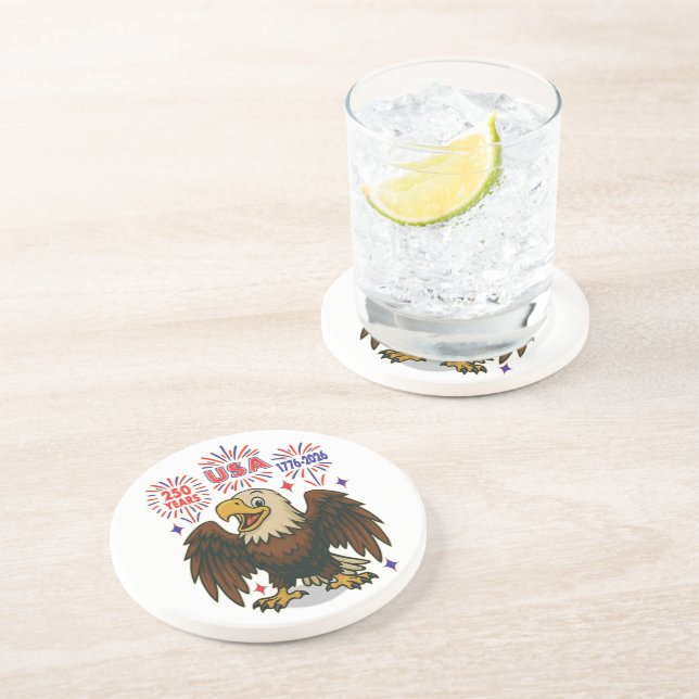 Posavasos Águila calva con fuegos artificiales - Estados Uni (Lado)