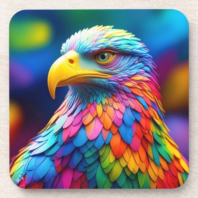 Posavasos Águila calva de color arcoiris 65456 (Frente)