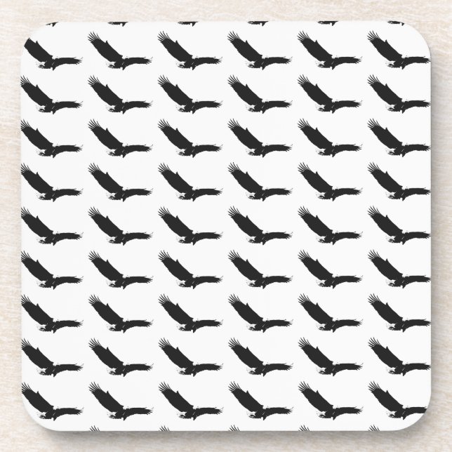 Posavasos Águila de aterrizaje negra y blanca (Frente)