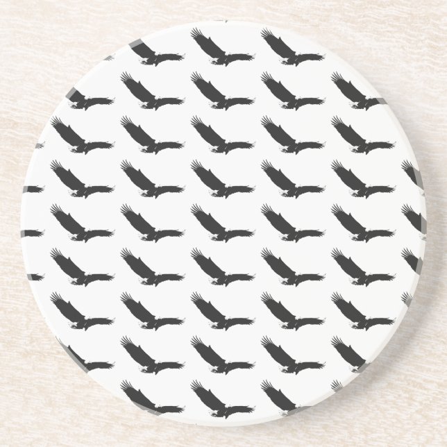 Posavasos Águila de aterrizaje negra y blanca (Frente)
