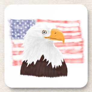 Posavasos Águila y bandera calva americana - blanco transpar