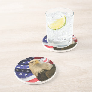 Posavasos Águila y bandera de los Estados Unidos
