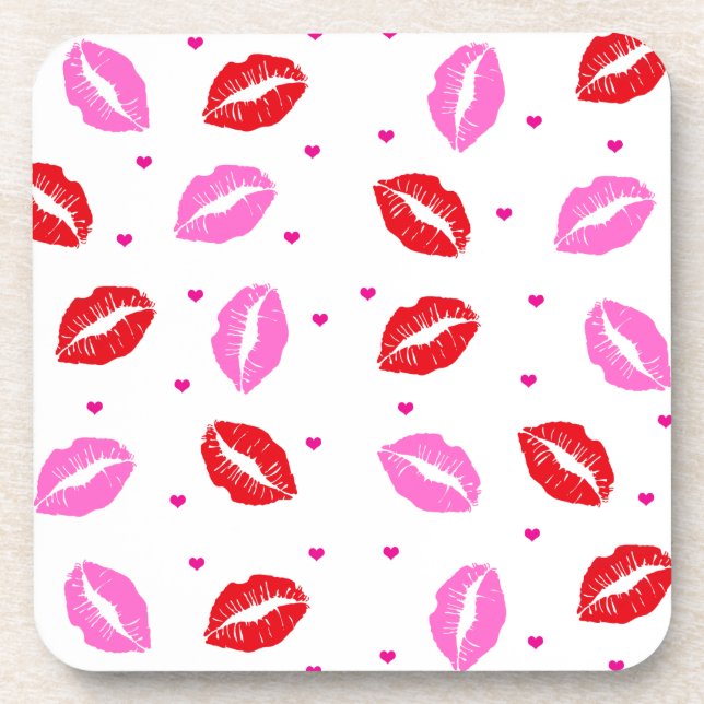 Posavasos Agujas de besos Corazón Rojo Rosado Envases de Plá (Frente)