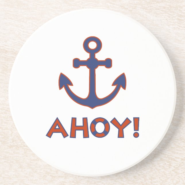 Posavasos ¡AHOY! Buoy + Anchor Diseño Rojo+Azul (Frente)