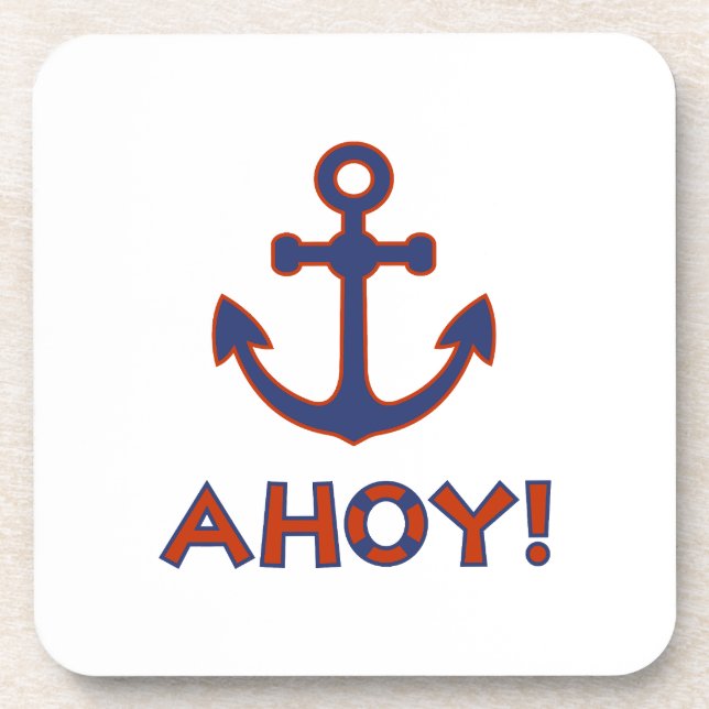 Posavasos ¡AHOY! Buoy + Anchor Diseño Rojo+Azul (Frente)