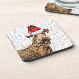 Posavasos Airedale Terrier Dog Woof Word Art Holiday