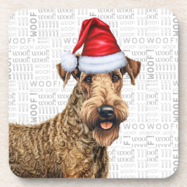 Posavasos Airedale Terrier Dog Woof Word Art Holiday