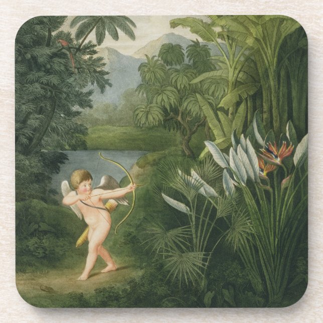 Posavasos Ajardine con el Cupid que apunta una flecha a un (Frente)