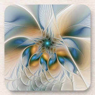 Posavasos Alarmante, Abstracta Fantasía Fractal Art Con Azul