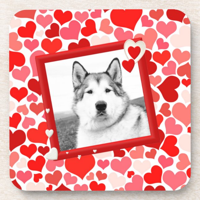 Posavasos Alaskan Malamute Perro Valentines Corazón (Frente)