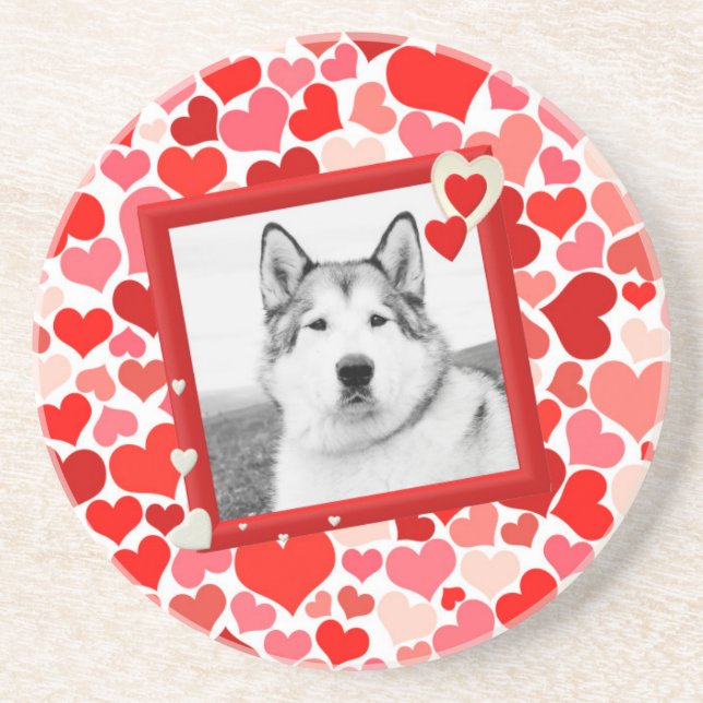 Posavasos Alaskan Malamute Perro Valentines Corazón (Frente)
