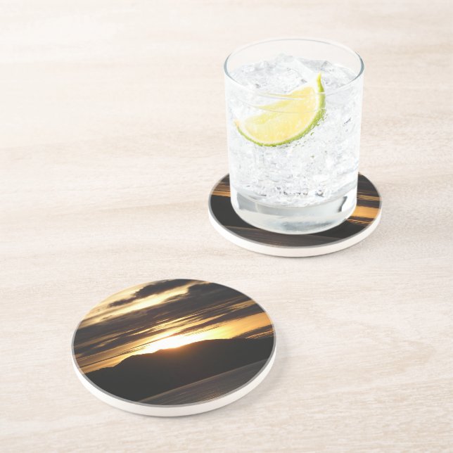 Posavasos Alaskan Sunset III Hermosa Fotografía de Alaska (Lado)