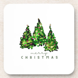 Posavasos Alcohol Ink Design Christmas Tree Coasters