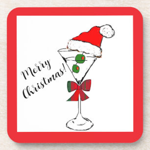 Posavasos Alegre coctelera de Navidad copas de plástico duro