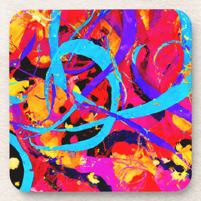 Posavasos Alegre juego de patrones coloridos (Frente)