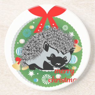 Posavasos alegre navidad hedgehog