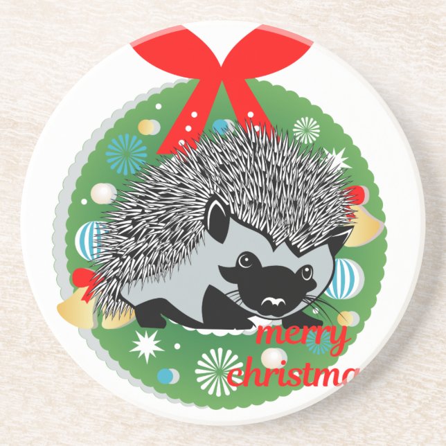 Posavasos alegre navidad hedgehog (Frente)