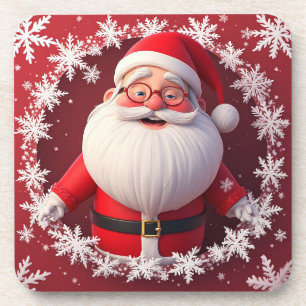 Posavasos Alegre Papá Noel rodeado de copos de nieve