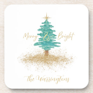 Posavasos "Alegre y Brillante" Árbol de Acuarela