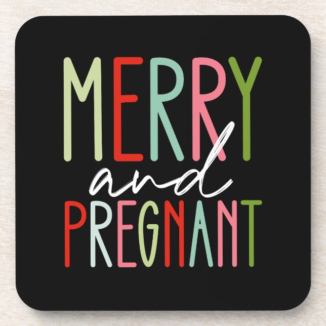 Posavasos Alegre y Embarazada Embarazo Navidad Mamá (Frente)