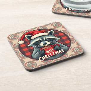 Posavasos Alegría de Cacao de Mapache de Navidad