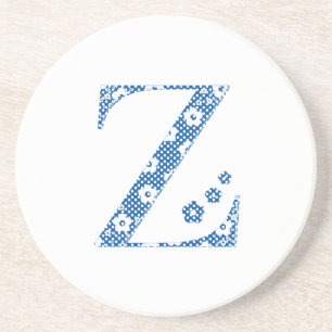 Posavasos alfabeto floral Z (azul y puntos)