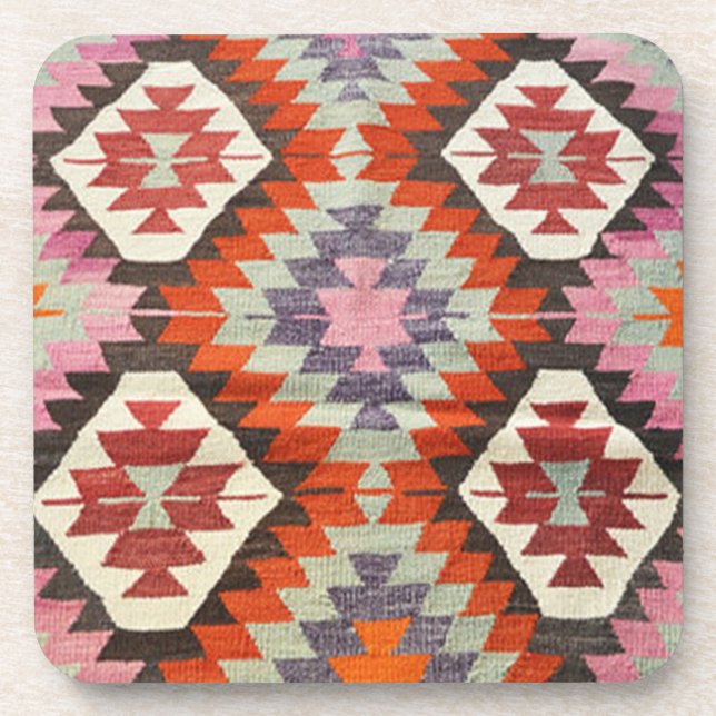 Posavasos Alfombra Antigua Oriental Turca Persa Roja (Frente)