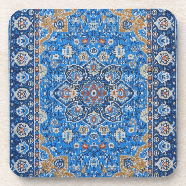 Posavasos Alfombra persa oriental azul turca antigua (Frente)