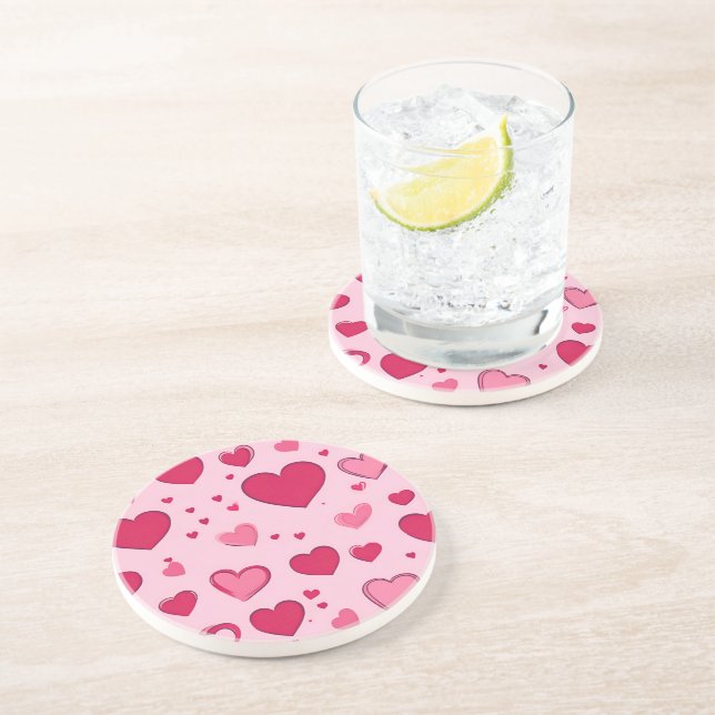 Posavasos Alfombrilla corazones día de San Valentín 01 (Lado)