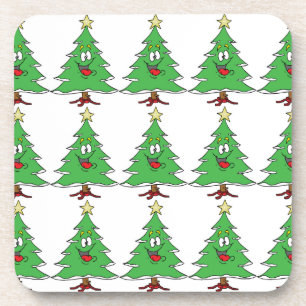 POSAVASOS ALFOMBRILLA DE ÁRBOL DE NAVIDAD SONRIENTE DE DIBUJ