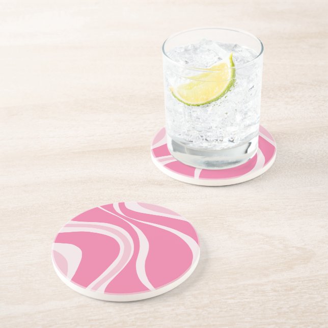 Posavasos Alfombrilla de olas rosadas (Lado)