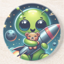 POSAVASOS ALIEN CON UN COHETE