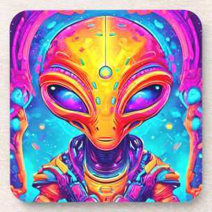 Posavasos Alien del ciborg galáctico con brillo neón