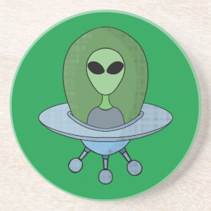 Posavasos Alien en su pequeña nave espacial