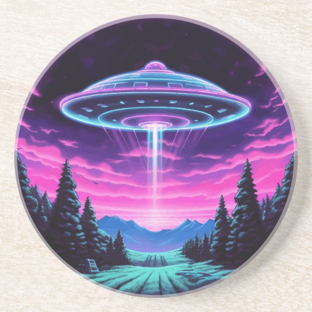 Posavasos Alien Spaceship Retro Futurista (Frente)