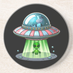 Posavasos Alienígena secuestrando vaca