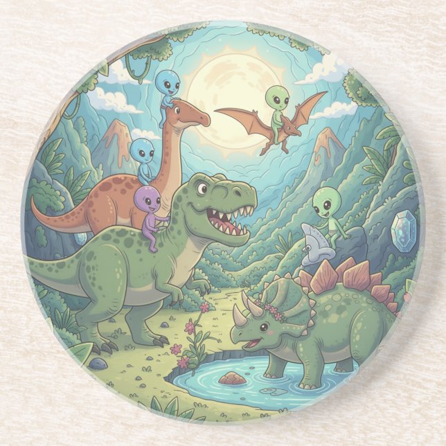Posavasos Aliens and Dinosaurs Adventure (Frente)